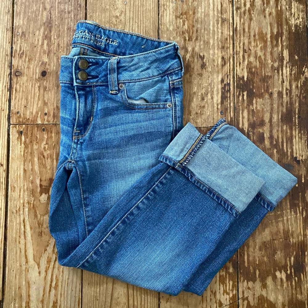 American eagle artist crop stretch jeans sz 00